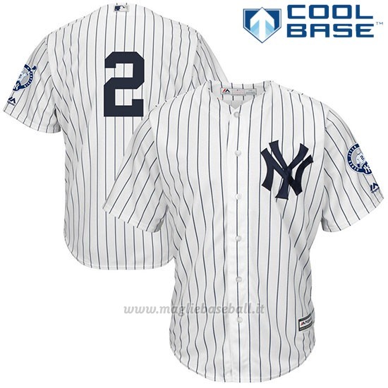 Maglia Baseball Uomo New York Yankees Derek Jeter Bianco Number Retirement Cool Base
